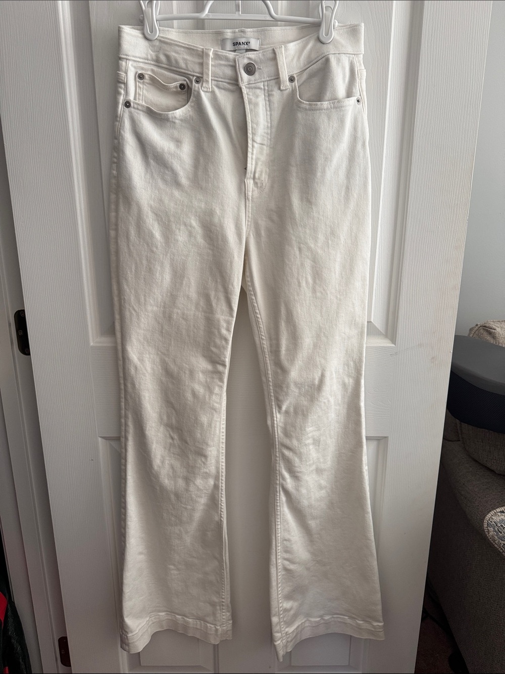 SPANX Cream Boot Cut Flare Jeans